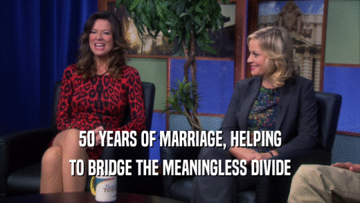 50 YEARS OF MARRIAGE, HELPING TO BRIDGE THE MEANINGLESS DIVIDE 