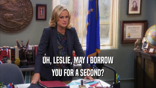 UH, LESLIE, MAY I BORROW YOU FOR A SECOND? 