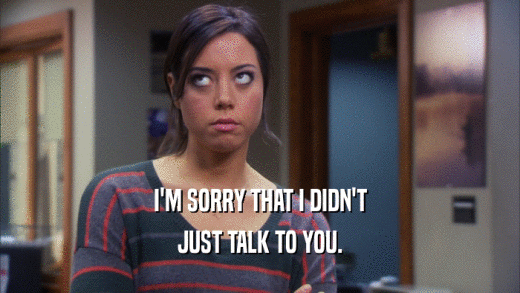 I'M SORRY THAT I DIDN'T JUST TALK TO YOU. 