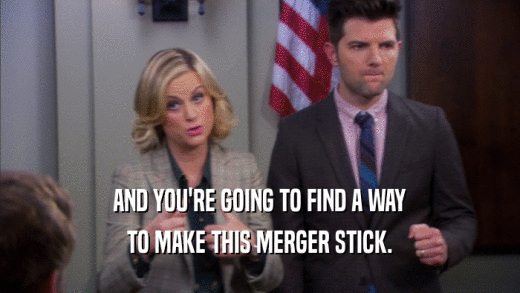 AND YOU'RE GOING TO FIND A WAY TO MAKE THIS MERGER STICK. 