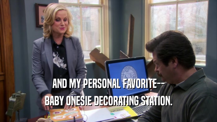 AND MY PERSONAL FAVORITE-- BABY ONESIE DECORATING STATION. 