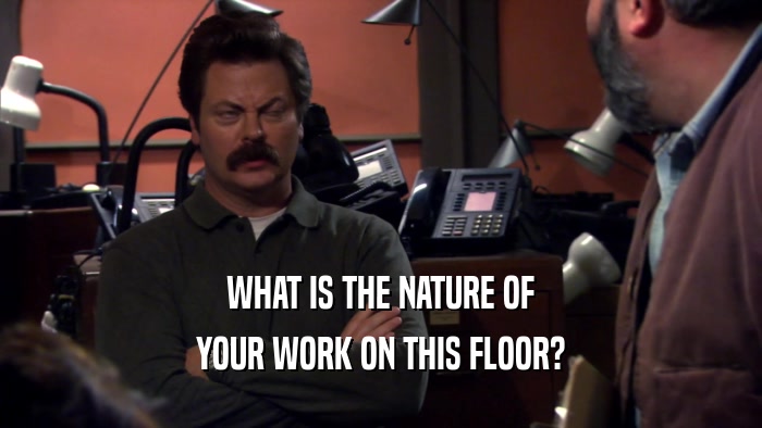 WHAT IS THE NATURE OF YOUR WORK ON THIS FLOOR? 