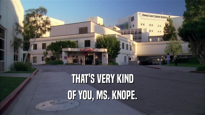 THAT'S VERY KIND OF YOU, MS. KNOPE. 