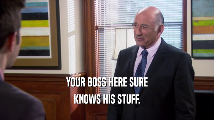 YOUR BOSS HERE SURE KNOWS HIS STUFF. 