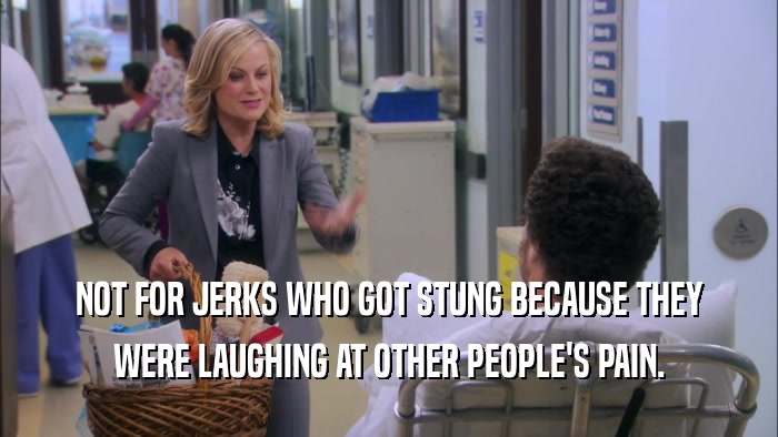 NOT FOR JERKS WHO GOT STUNG BECAUSE THEY WERE LAUGHING AT OTHER PEOPLE'S PAIN. 