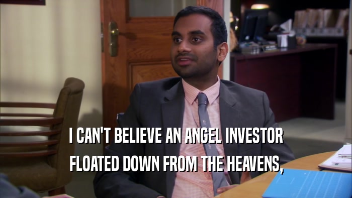 I CAN'T BELIEVE AN ANGEL INVESTOR FLOATED DOWN FROM THE HEAVENS, 