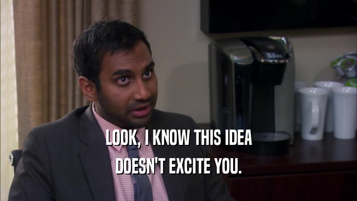 LOOK, I KNOW THIS IDEA DOESN'T EXCITE YOU. 