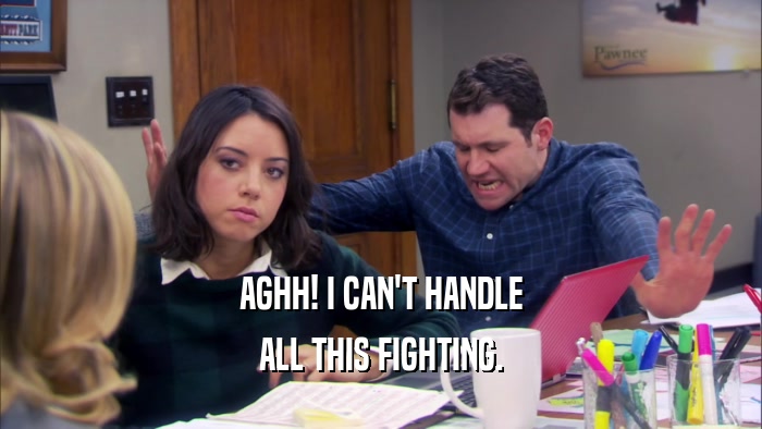 AGHH! I CAN'T HANDLE ALL THIS FIGHTING. 