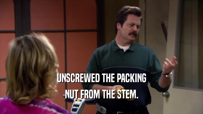 UNSCREWED THE PACKING NUT FROM THE STEM. 