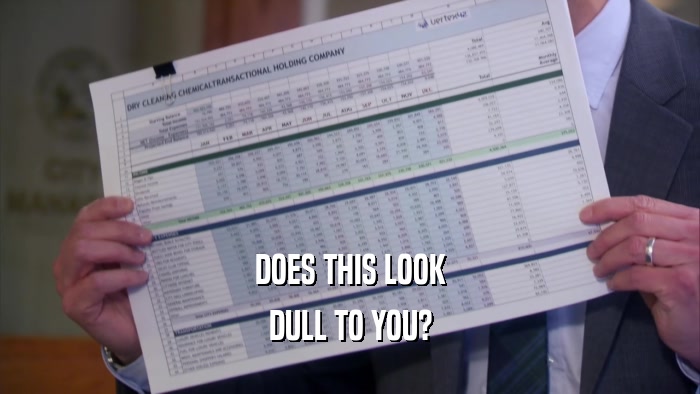 DOES THIS LOOK DULL TO YOU? 