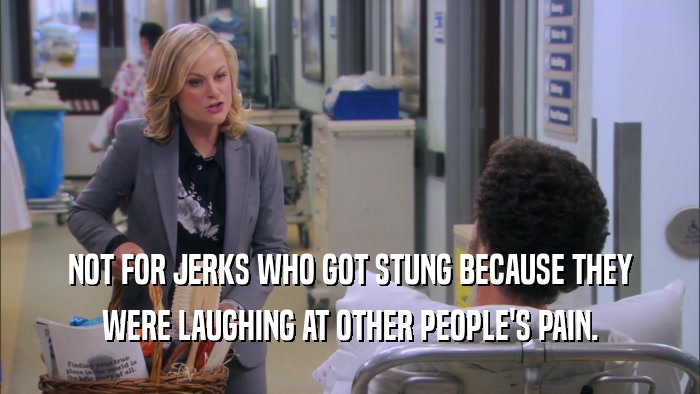 NOT FOR JERKS WHO GOT STUNG BECAUSE THEY WERE LAUGHING AT OTHER PEOPLE'S PAIN. 