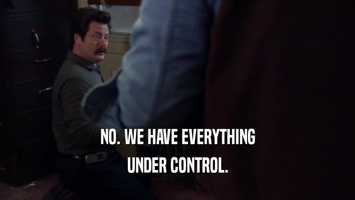 NO. WE HAVE EVERYTHING UNDER CONTROL. 