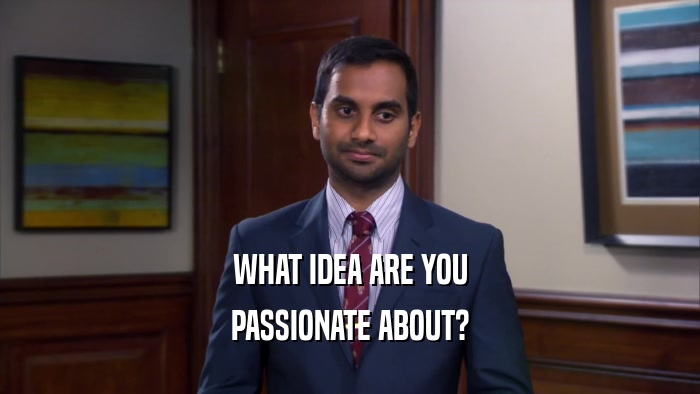 WHAT IDEA ARE YOU
 PASSIONATE ABOUT?
 
