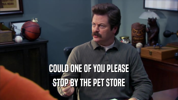 COULD ONE OF YOU PLEASE STOP BY THE PET STORE 