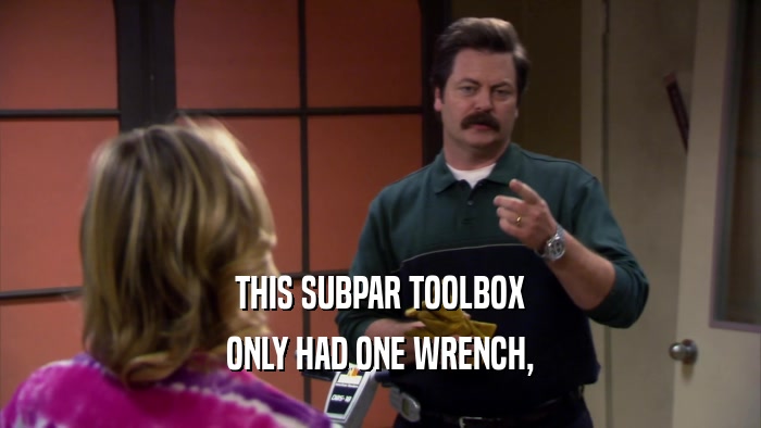 THIS SUBPAR TOOLBOX ONLY HAD ONE WRENCH, 
