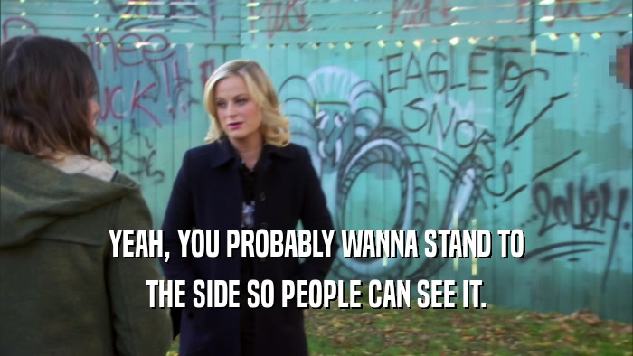 YEAH, YOU PROBABLY WANNA STAND TO THE SIDE SO PEOPLE CAN SEE IT. 