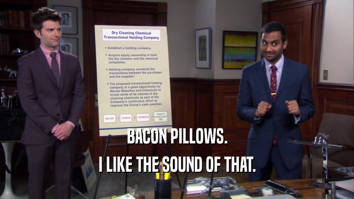 BACON PILLOWS. I LIKE THE SOUND OF THAT. 