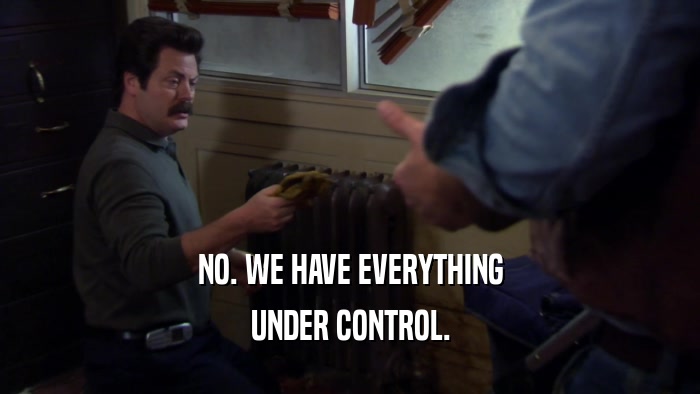 NO. WE HAVE EVERYTHING UNDER CONTROL. 