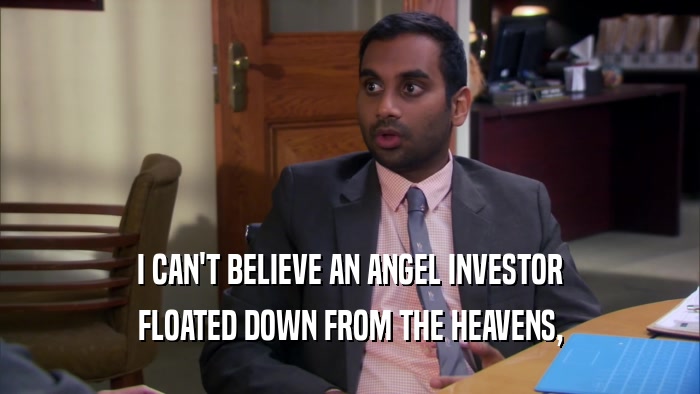 I CAN'T BELIEVE AN ANGEL INVESTOR FLOATED DOWN FROM THE HEAVENS, 