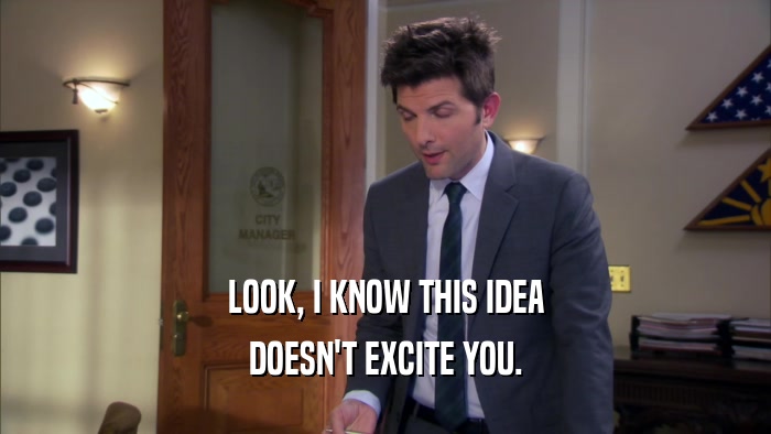 LOOK, I KNOW THIS IDEA DOESN'T EXCITE YOU. 