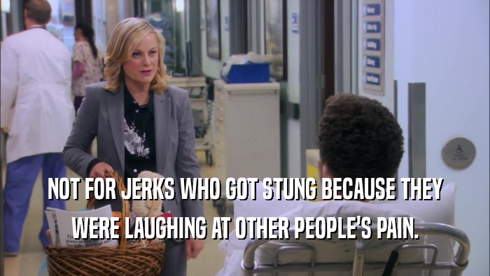 NOT FOR JERKS WHO GOT STUNG BECAUSE THEY WERE LAUGHING AT OTHER PEOPLE'S PAIN. 