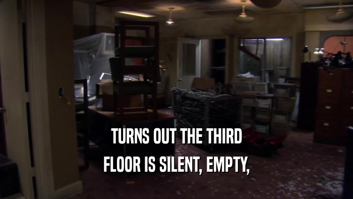 TURNS OUT THE THIRD FLOOR IS SILENT, EMPTY, 