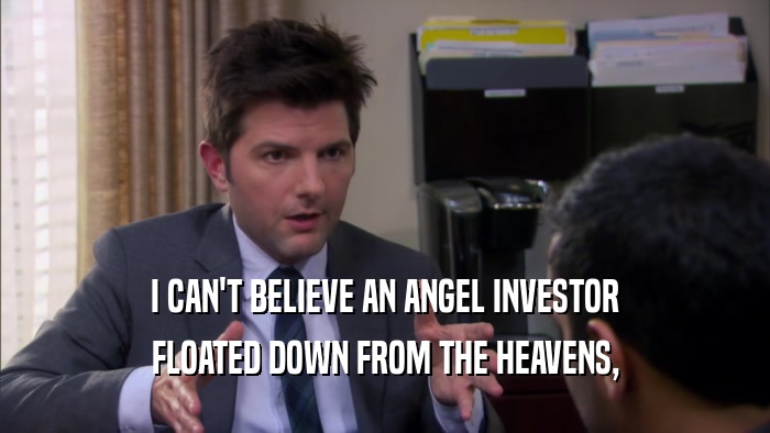 I CAN'T BELIEVE AN ANGEL INVESTOR FLOATED DOWN FROM THE HEAVENS, 