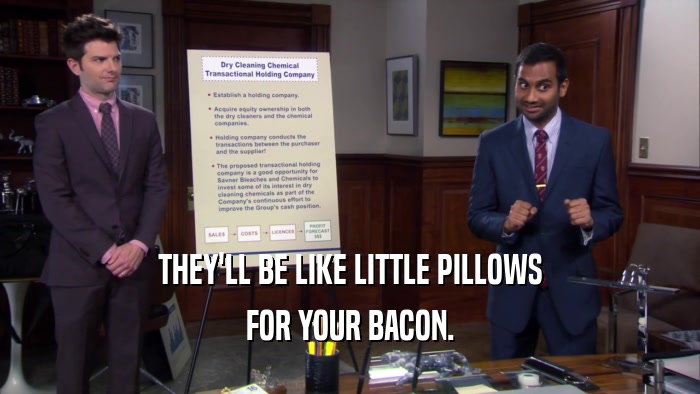 THEY'LL BE LIKE LITTLE PILLOWS FOR YOUR BACON. 