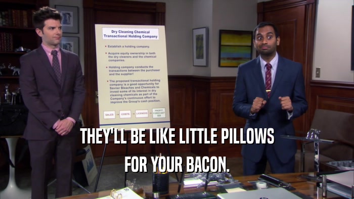 THEY'LL BE LIKE LITTLE PILLOWS FOR YOUR BACON. 