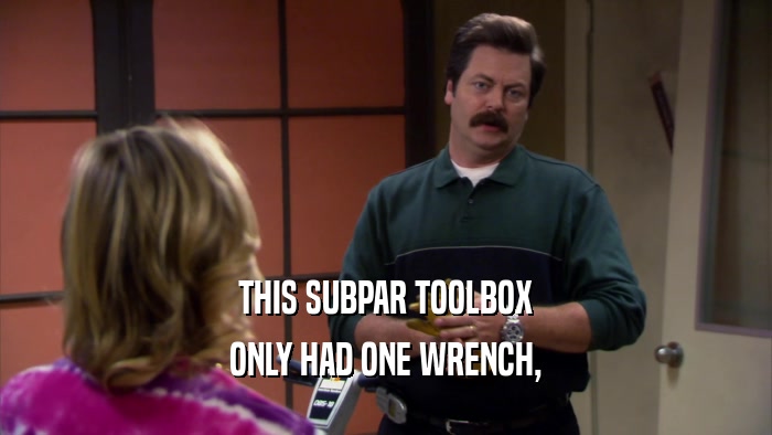 THIS SUBPAR TOOLBOX ONLY HAD ONE WRENCH, 