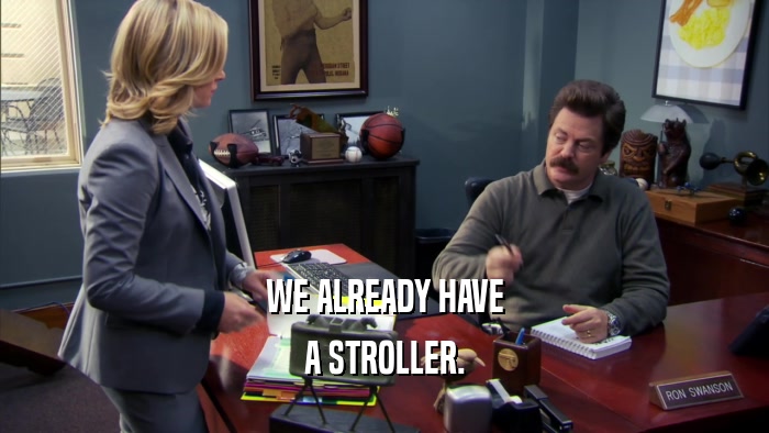 WE ALREADY HAVE A STROLLER. 