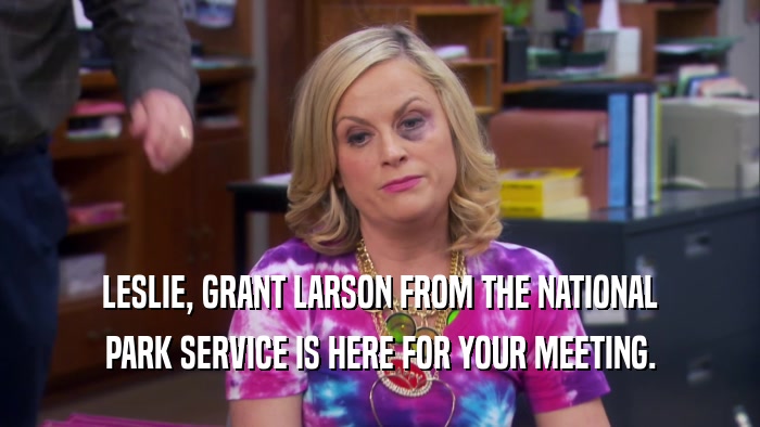 LESLIE, GRANT LARSON FROM THE NATIONAL PARK SERVICE IS HERE FOR YOUR MEETING. 