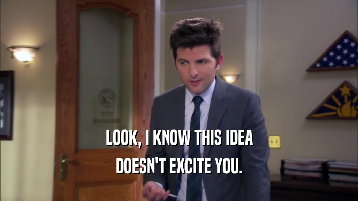 LOOK, I KNOW THIS IDEA DOESN'T EXCITE YOU. 