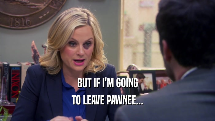 BUT IF I'M GOING TO LEAVE PAWNEE... 