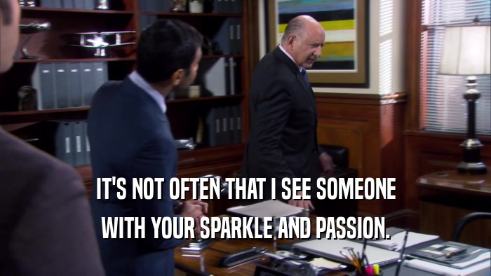 IT'S NOT OFTEN THAT I SEE SOMEONE WITH YOUR SPARKLE AND PASSION. 