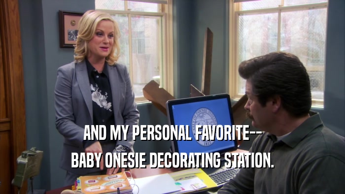 AND MY PERSONAL FAVORITE-- BABY ONESIE DECORATING STATION. 