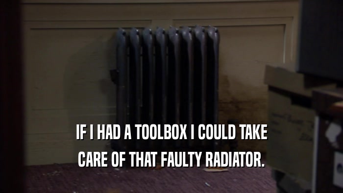 IF I HAD A TOOLBOX I COULD TAKE CARE OF THAT FAULTY RADIATOR. 