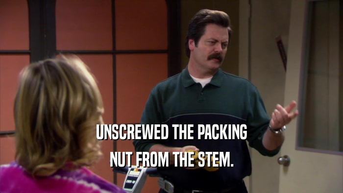 UNSCREWED THE PACKING NUT FROM THE STEM. 