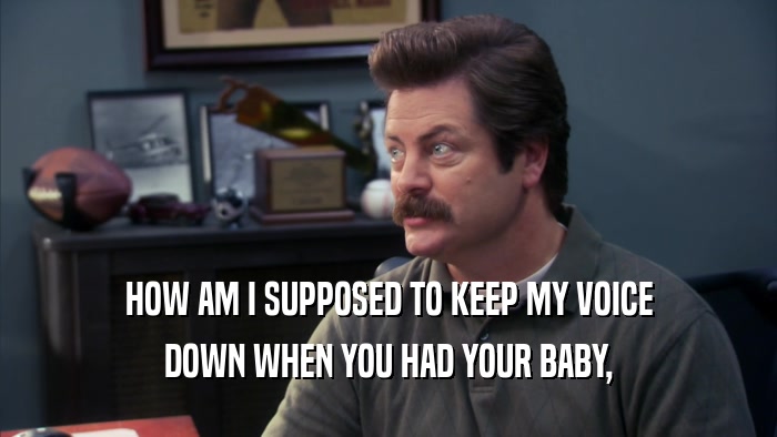 HOW AM I SUPPOSED TO KEEP MY VOICE DOWN WHEN YOU HAD YOUR BABY, 