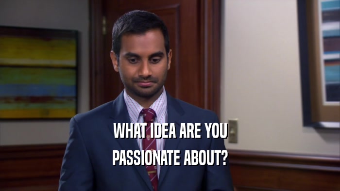 WHAT IDEA ARE YOU
 PASSIONATE ABOUT?
 