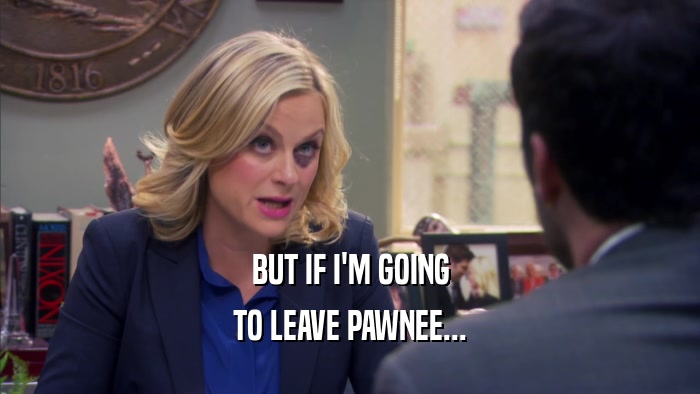 BUT IF I'M GOING TO LEAVE PAWNEE... 