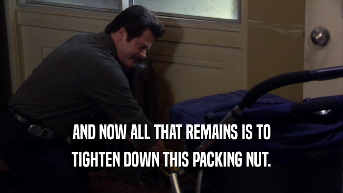 AND NOW ALL THAT REMAINS IS TO TIGHTEN DOWN THIS PACKING NUT. 