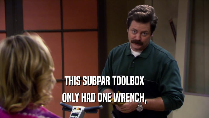 THIS SUBPAR TOOLBOX ONLY HAD ONE WRENCH, 