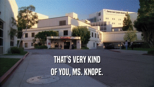THAT'S VERY KIND OF YOU, MS. KNOPE. 
