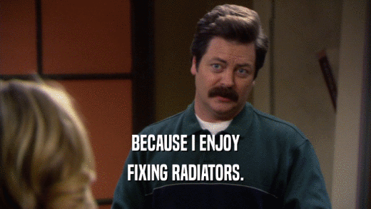 BECAUSE I ENJOY FIXING RADIATORS. 