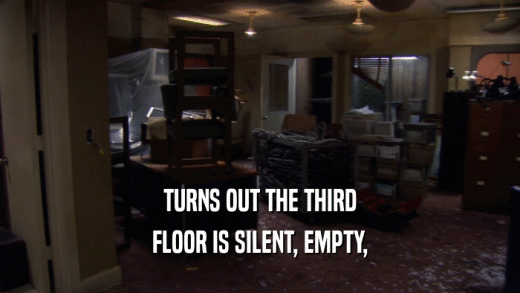 TURNS OUT THE THIRD
 FLOOR IS SILENT, EMPTY,
 