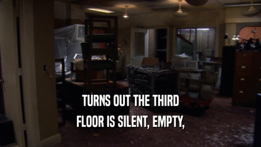 TURNS OUT THE THIRD FLOOR IS SILENT, EMPTY, 