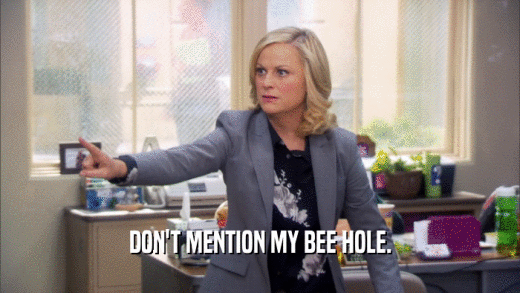 DON'T MENTION MY BEE HOLE.  