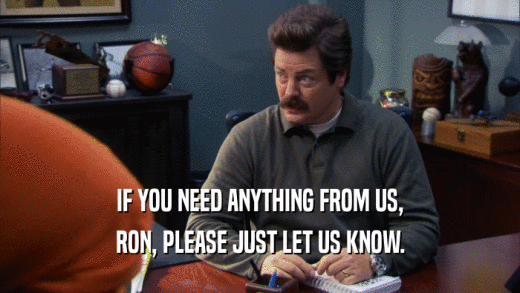 IF YOU NEED ANYTHING FROM US, RON, PLEASE JUST LET US KNOW. 