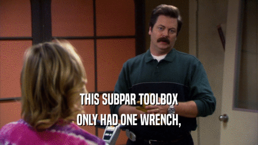 THIS SUBPAR TOOLBOX ONLY HAD ONE WRENCH, 